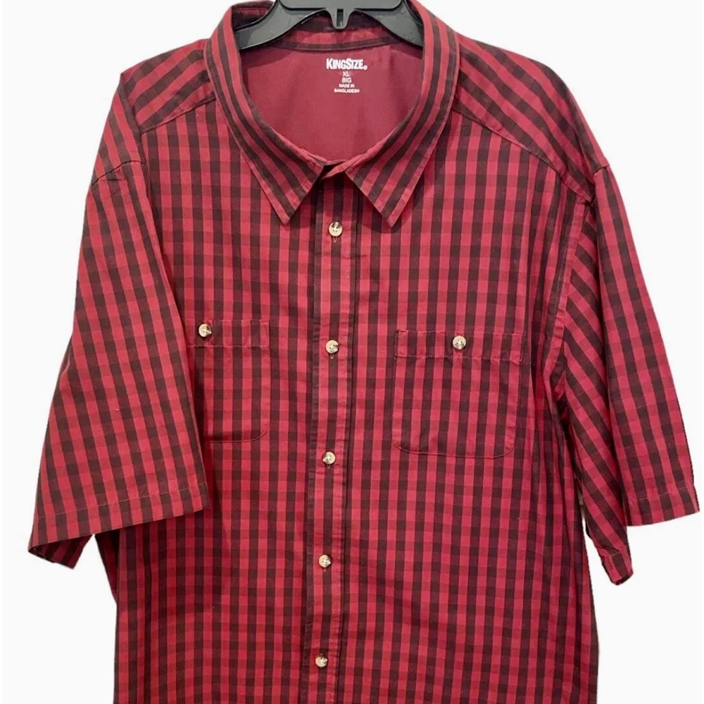 Kingsize Shirt Mens XL Tall Big Red Black